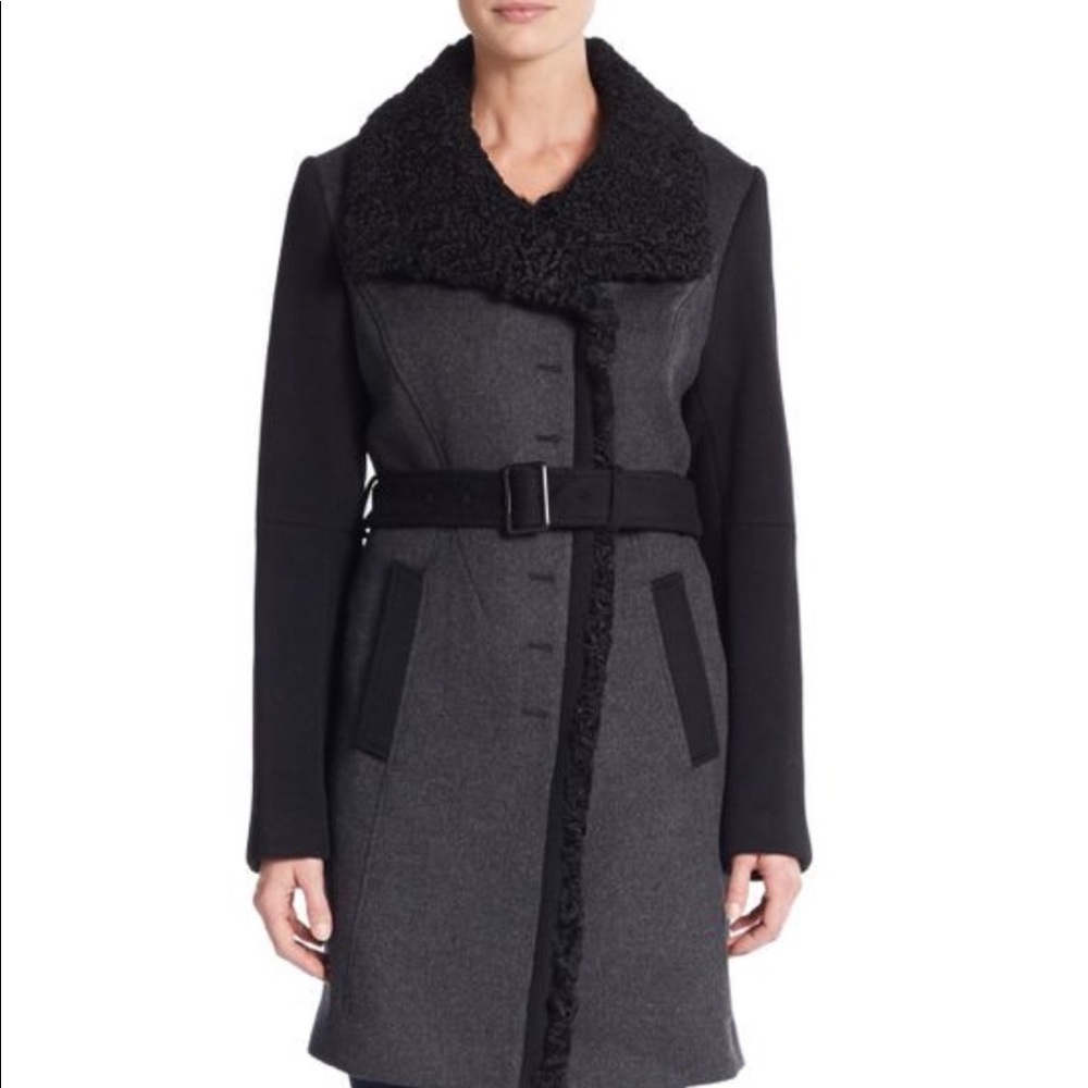 NWT Dawn Levy Black Sophia-toscana Wool-blend Coat